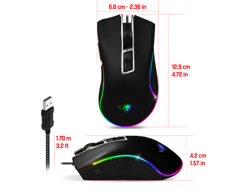 Spirit Of Gamer Pro M Rgb Gaming Mouse Dpi Buttons Black